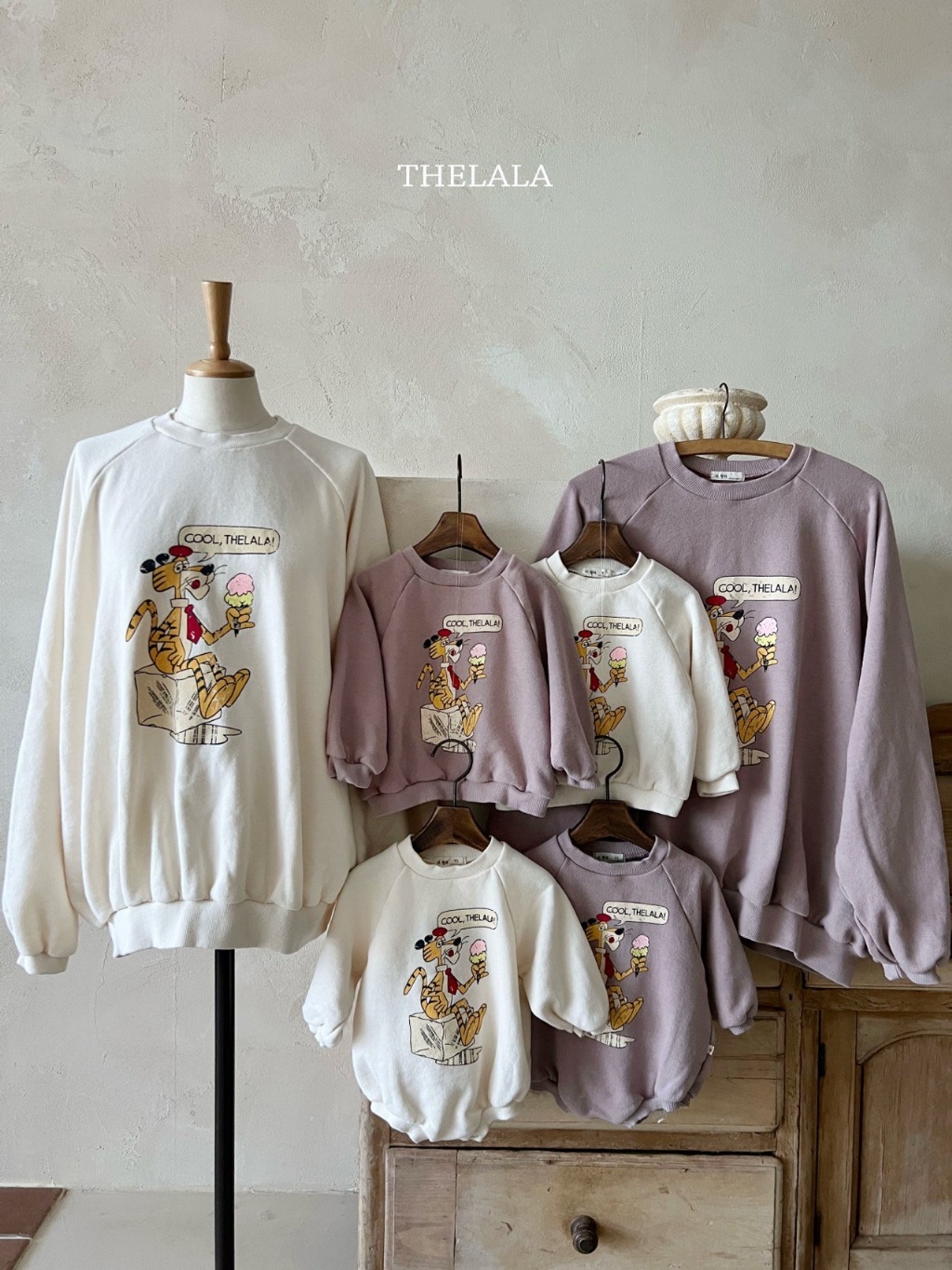 正韓春lalla 親子裝_跟媽咪一起穿的老虎冰淇淋上衣