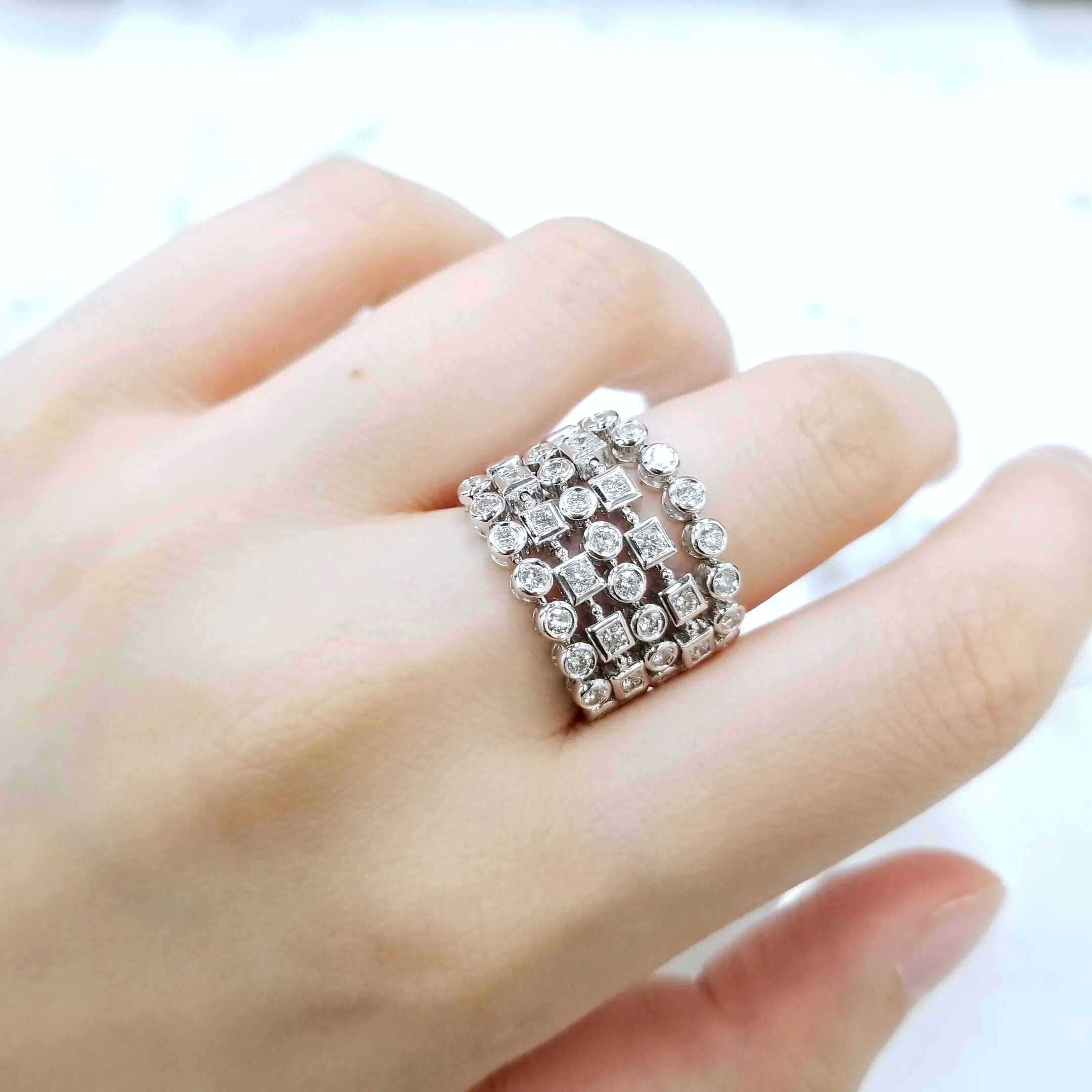 全新18K白金98份鑽石戒指