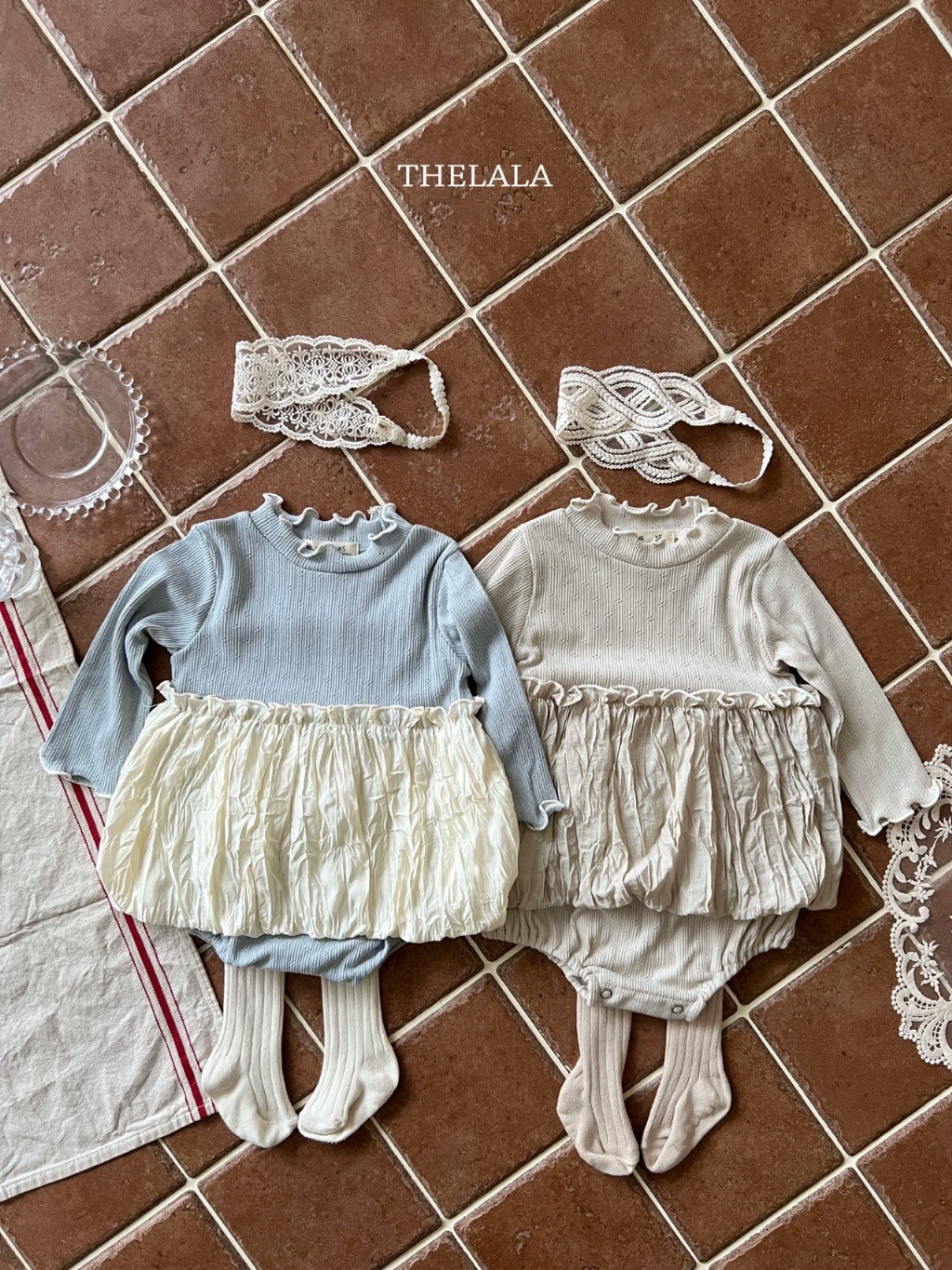 正韓春lalla 嫩嬰拼接木耳花苞包屁裙