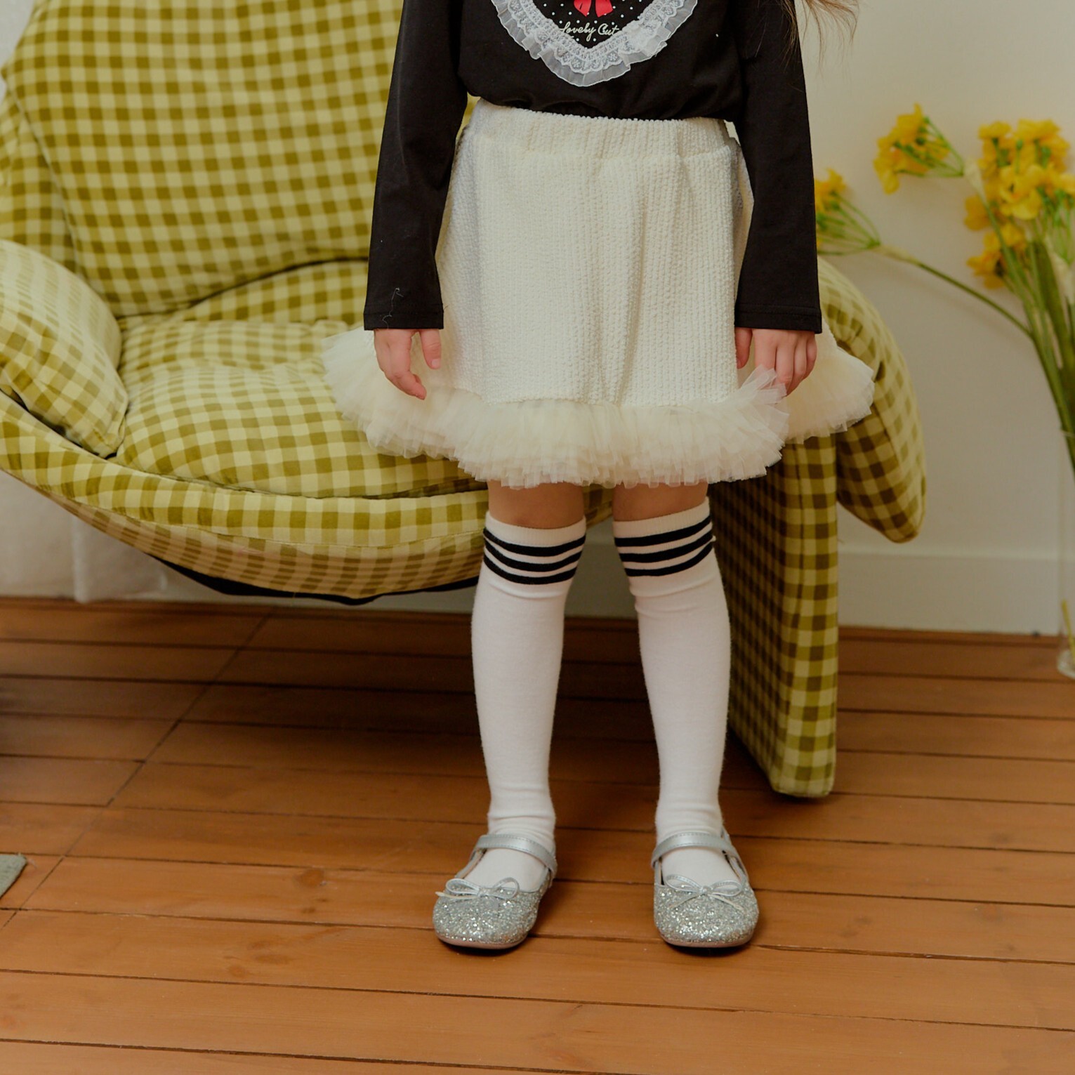 90-130 蓬蓬蕾絲滾邊褲裙 2色