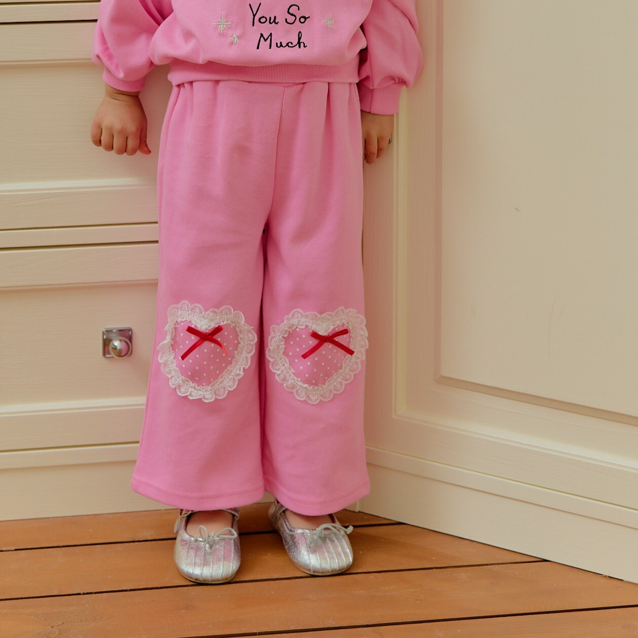 90-130 點點蕾絲愛心休閒褲 3色