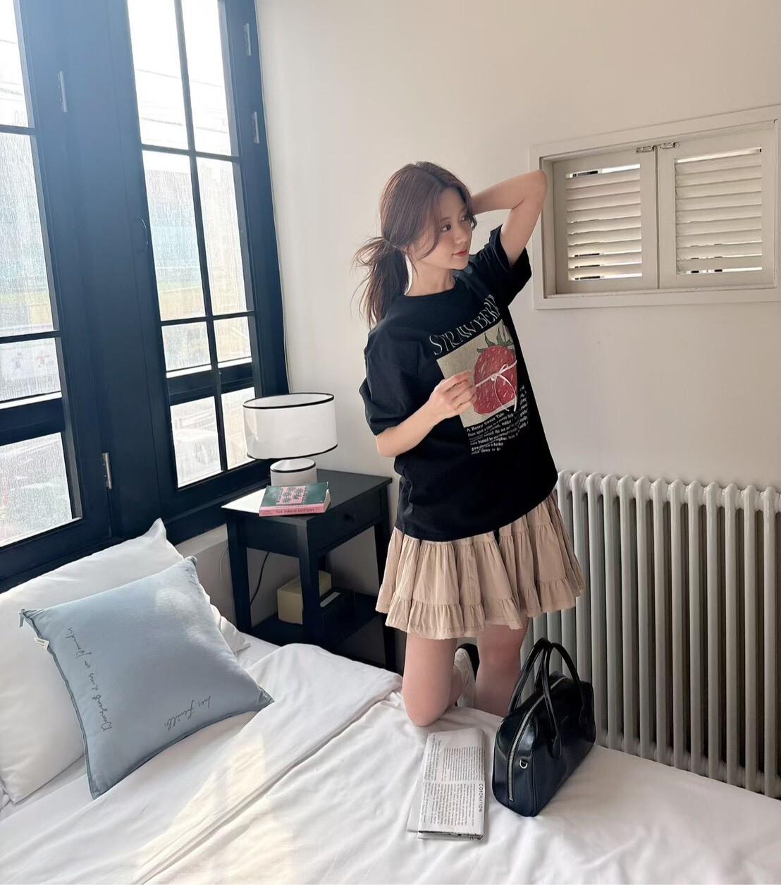 鬆緊A字裙(內安全褲)