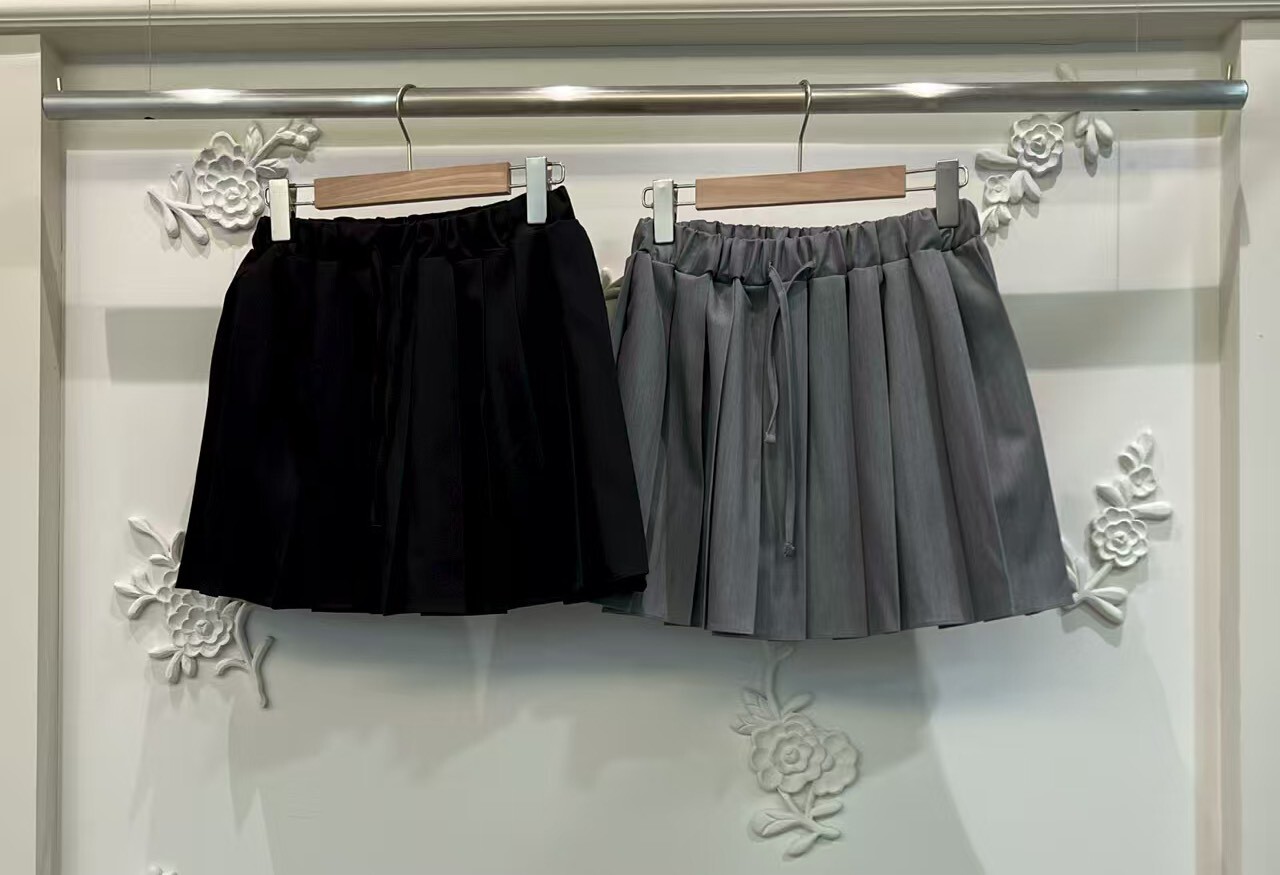 百褶綁帶內安全褲短裙