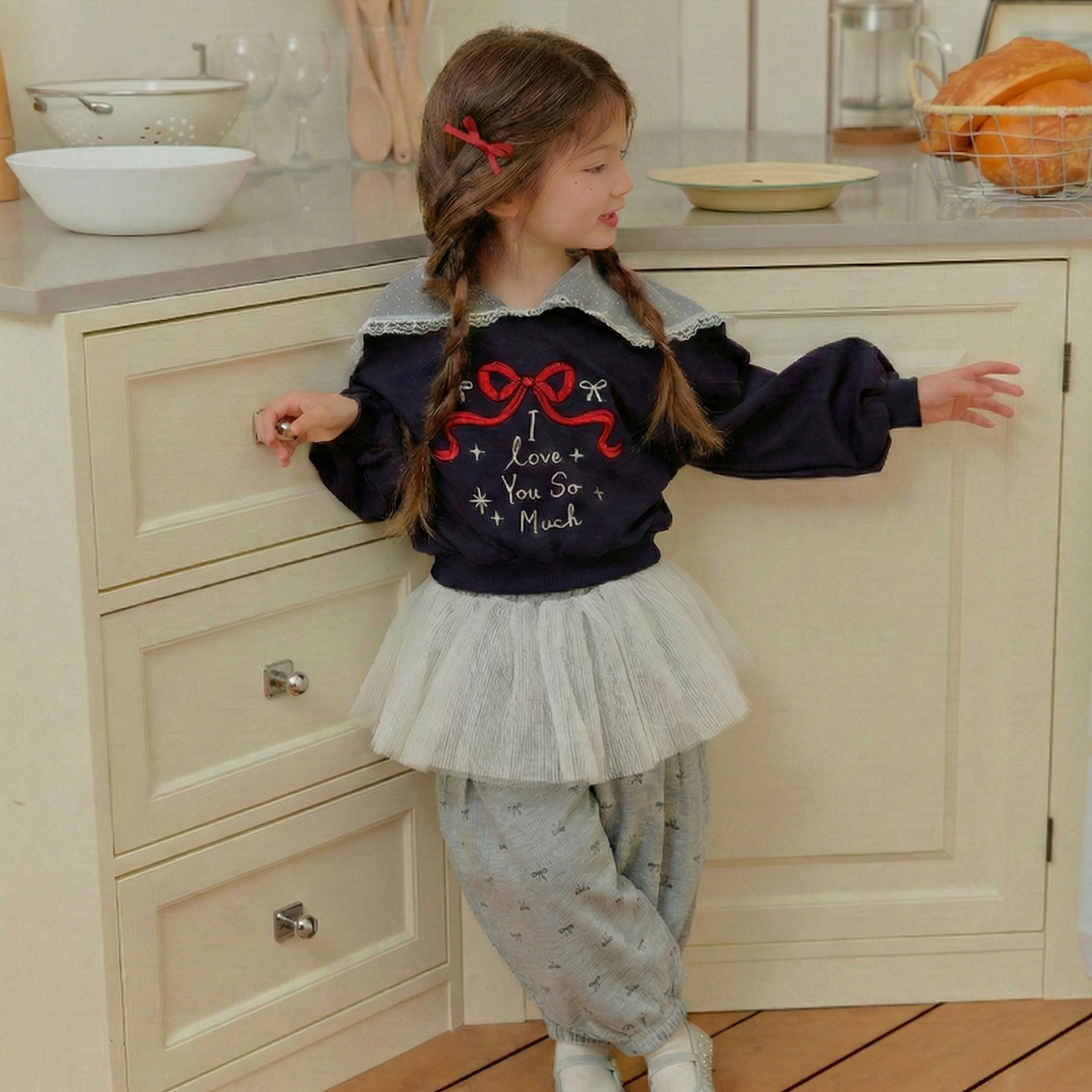 90-130 芭蕾紗裙印花褲 2色