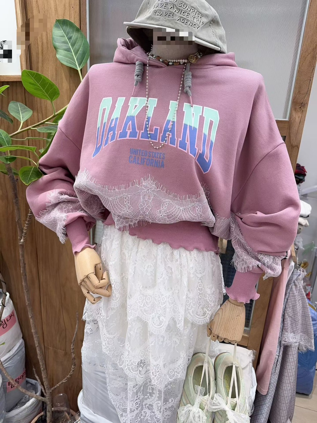 OAKLAND連帽蕾絲衛衣