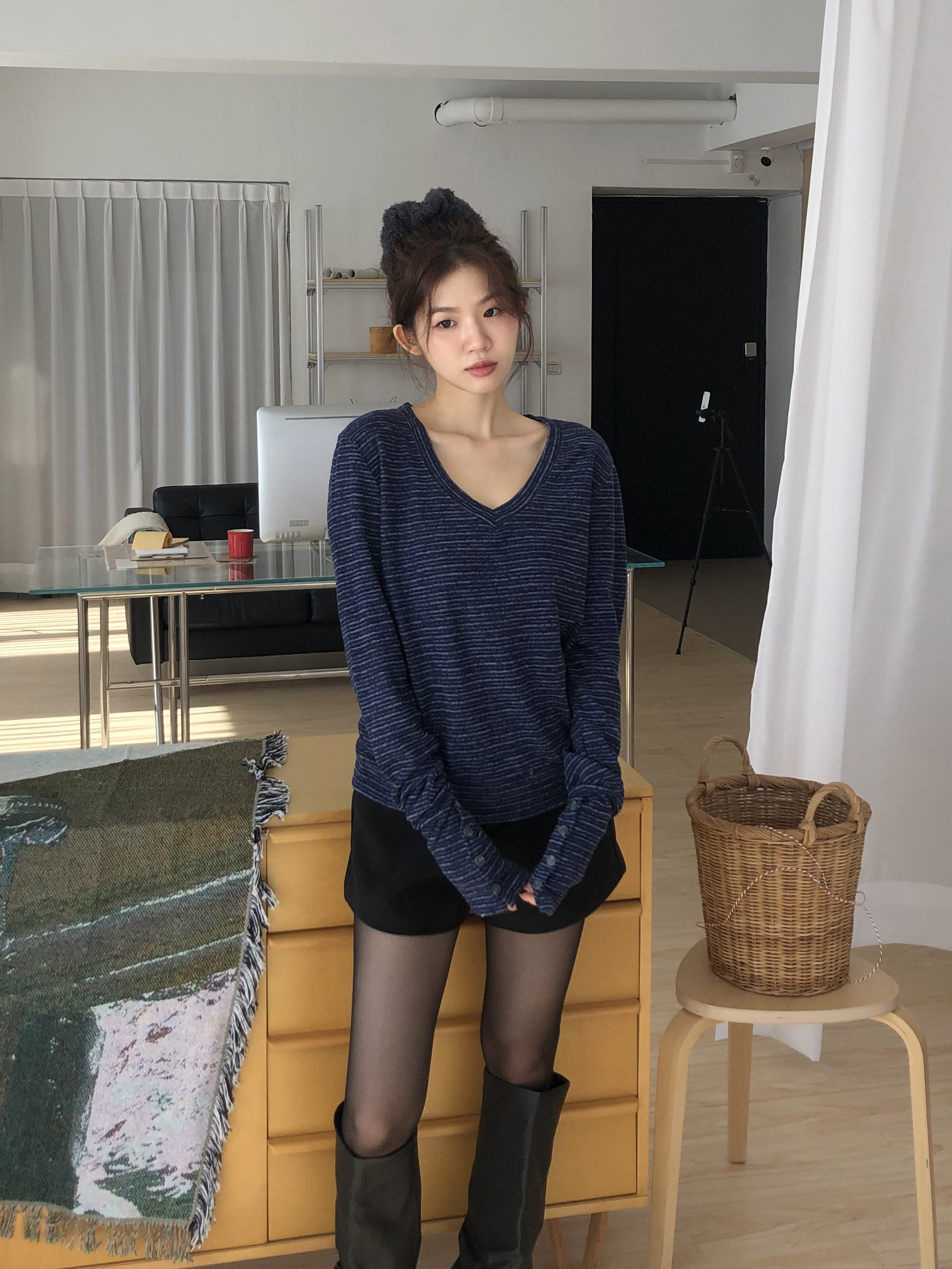 Textured Stripe Tee #上衣