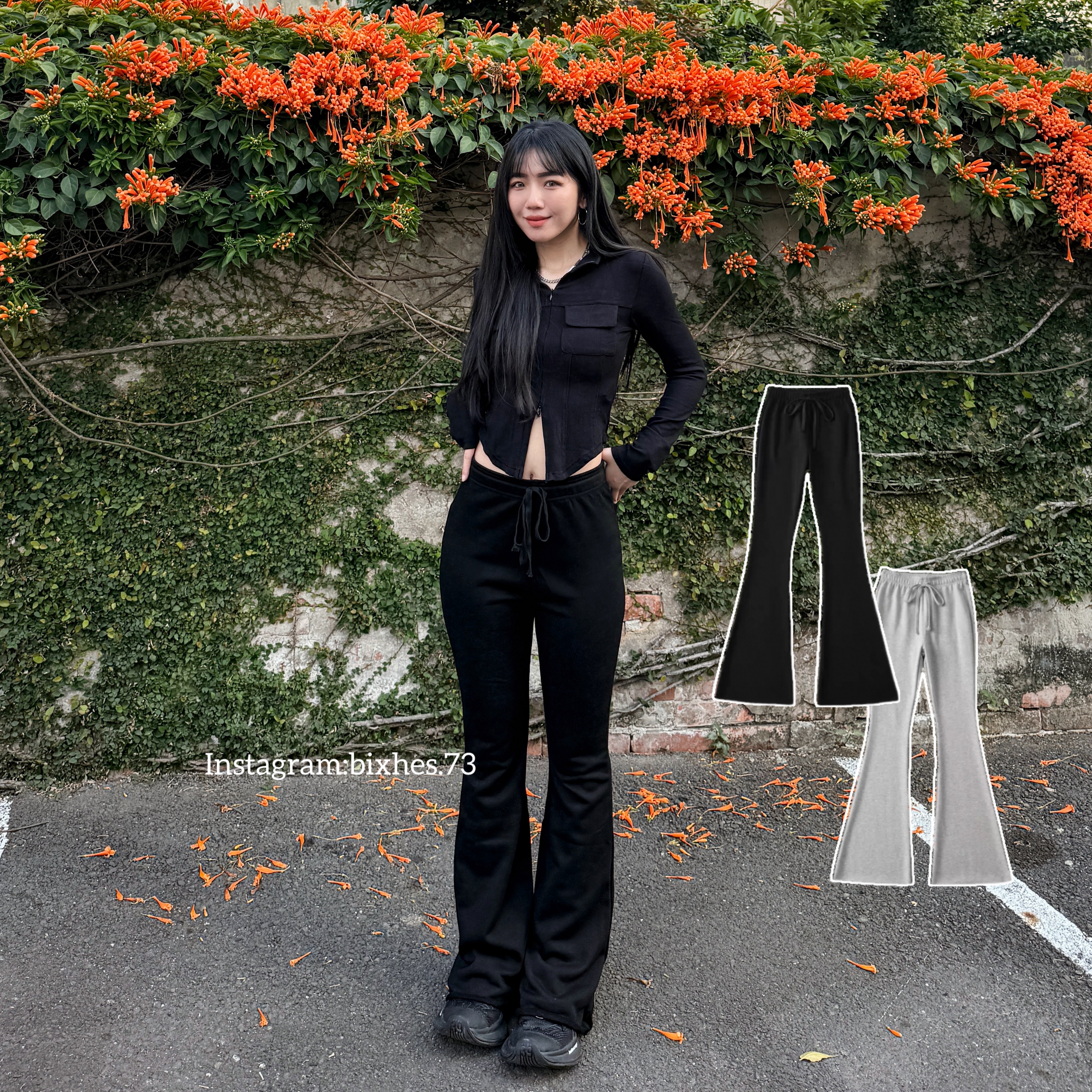 棉質不修邊喇叭褲(E00063)