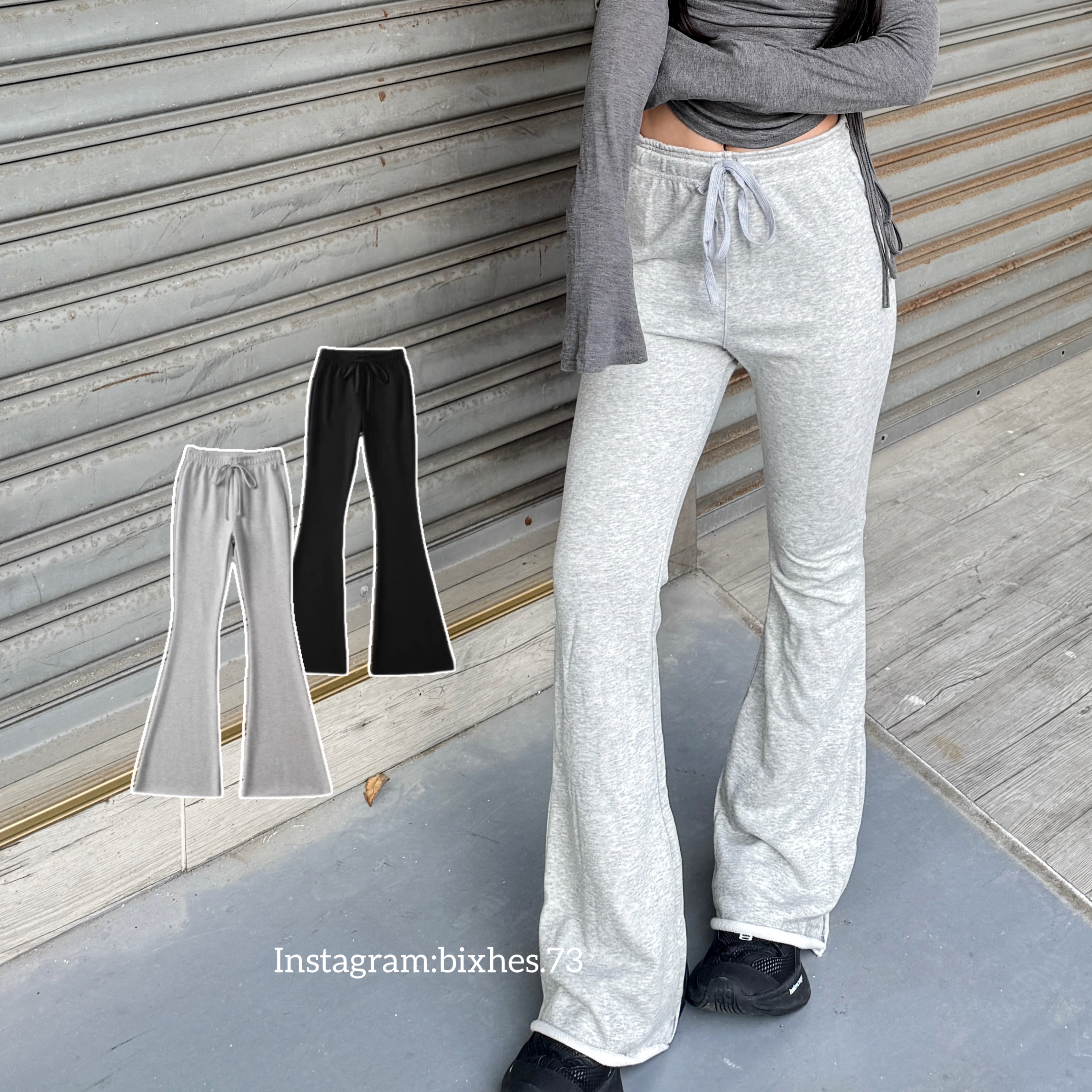 棉質不修邊喇叭褲(E00063)