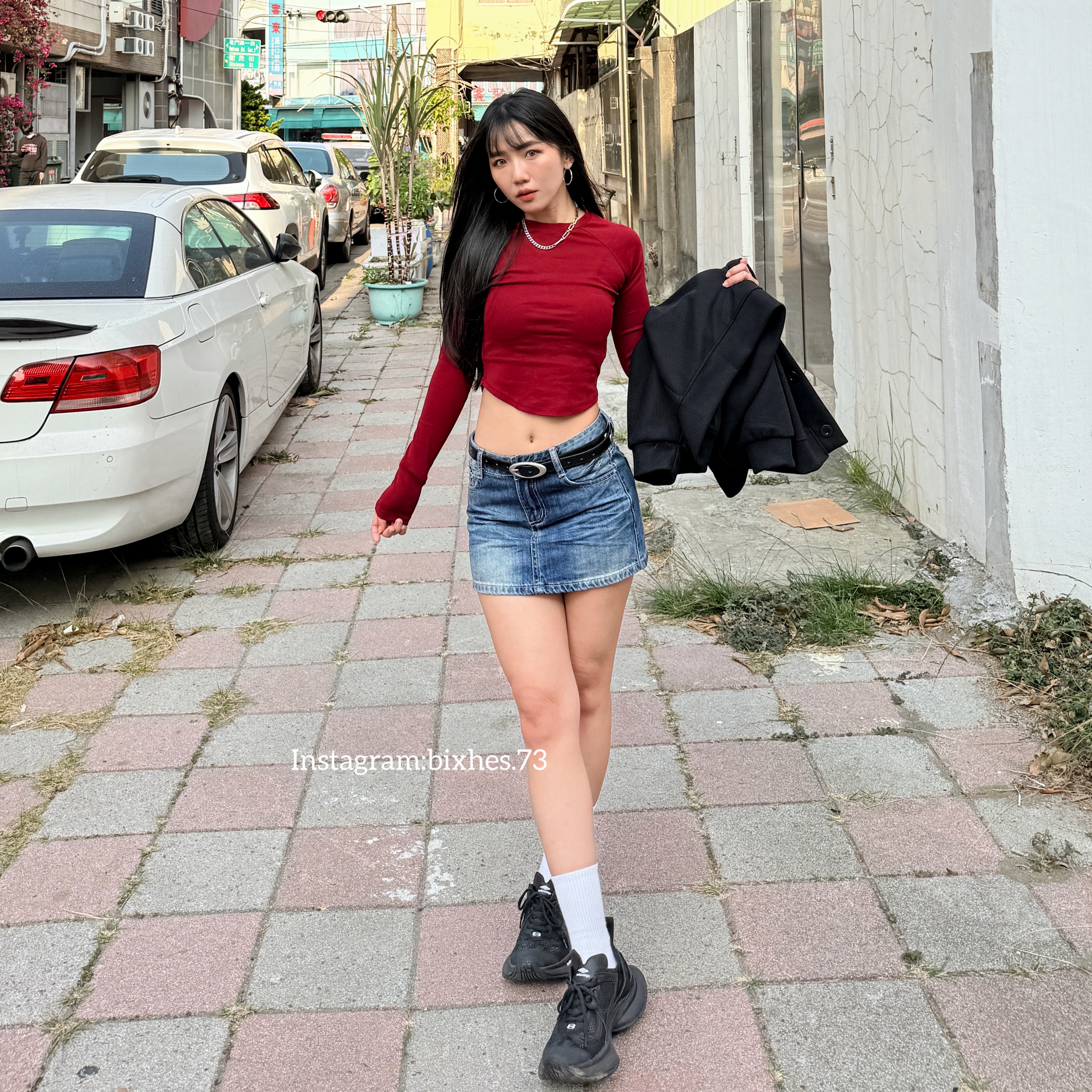 美式磨白牛仔短裙(D00011)