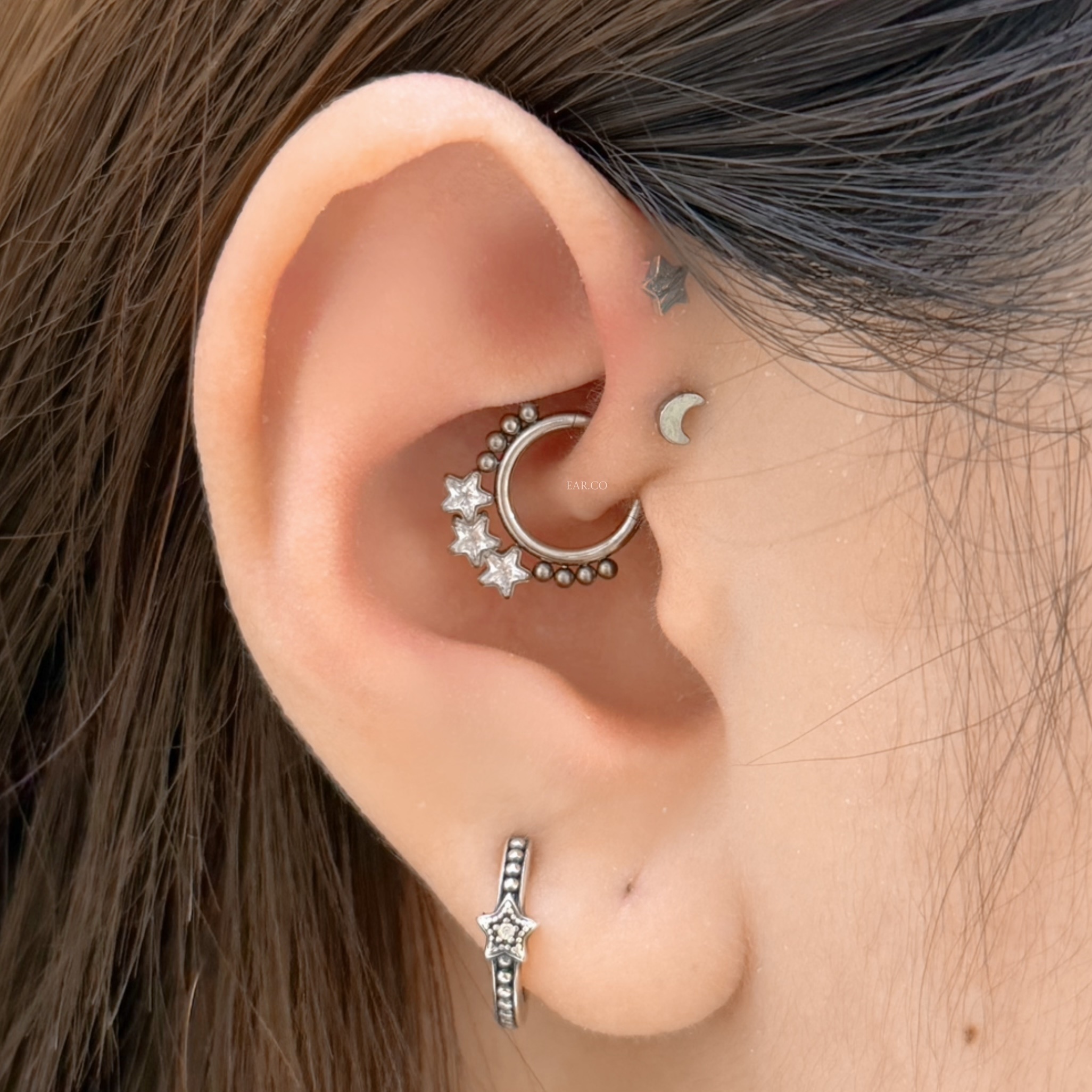 三連星星Clicker耳圈 [G23 Titanium]