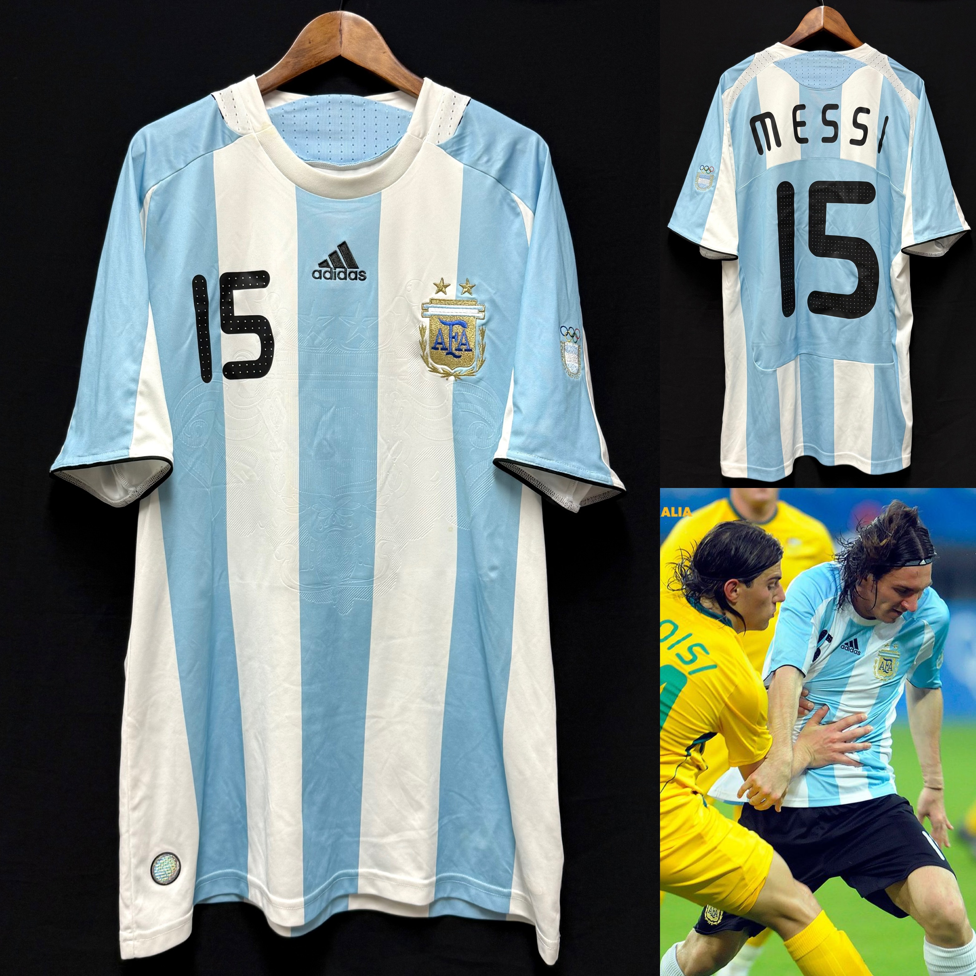 Argentina 2008 Beijing Olympic Adidas Home Shirt #15 MESSI