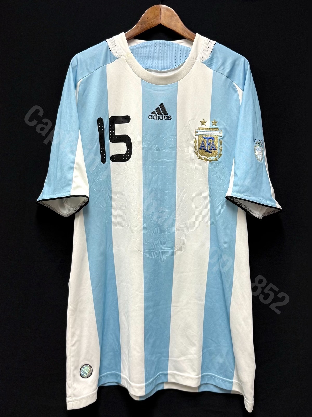 Argentina 2008 Beijing Olympic Adidas Home Shirt #15 MESSI