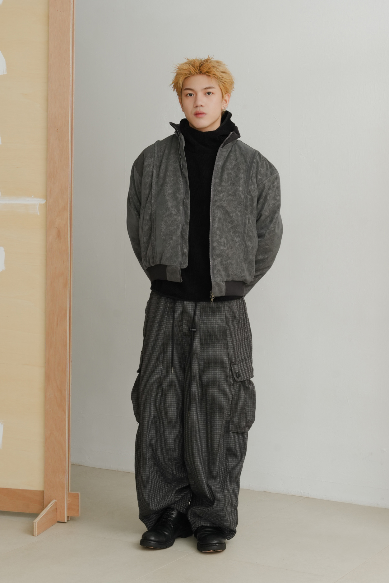 crack high neck bomber #外套