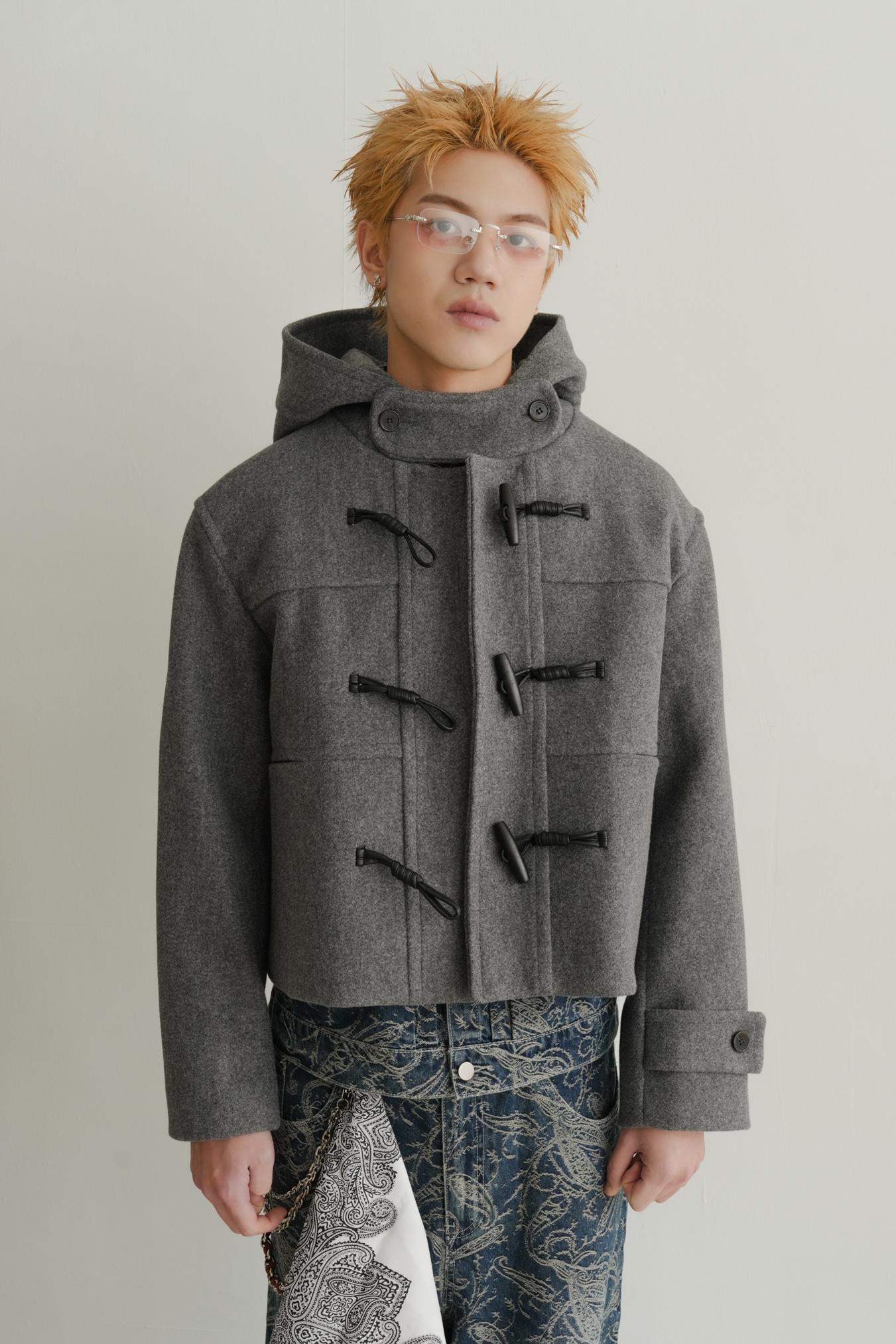 crop hooded duffle coat #外套