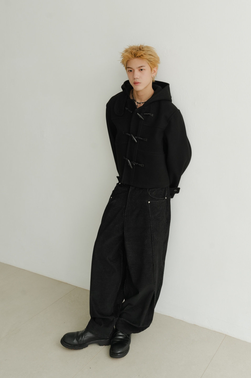 crop hooded duffle coat #外套