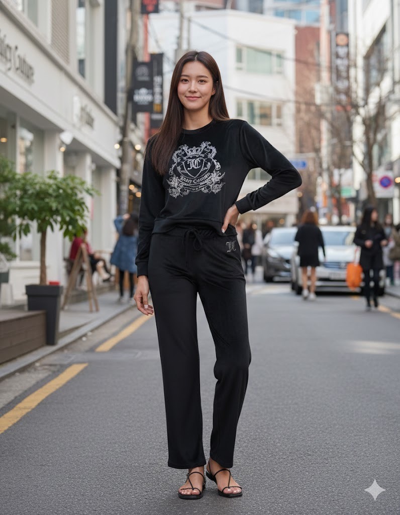 【預購】JUICY COUTURE H012768 兩件式天鵝絨抓絨休閒套裝