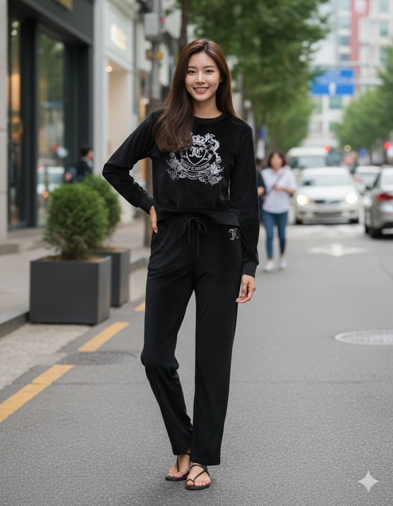 【預購】JUICY COUTURE H012768 兩件式天鵝絨抓絨休閒套裝