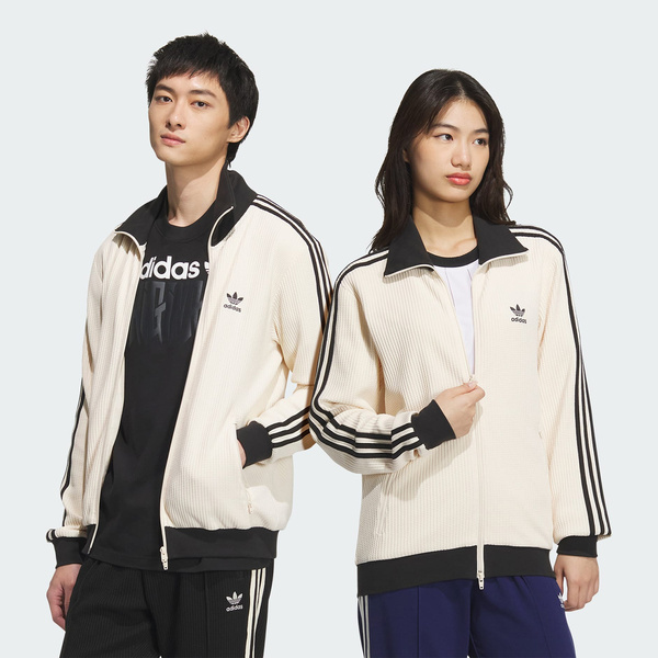 Adidas 愛迪達 Waffle Bbtt JW0109 女男 立領外套 運動外套 休閒穿搭 華夫格 米黑 亞版