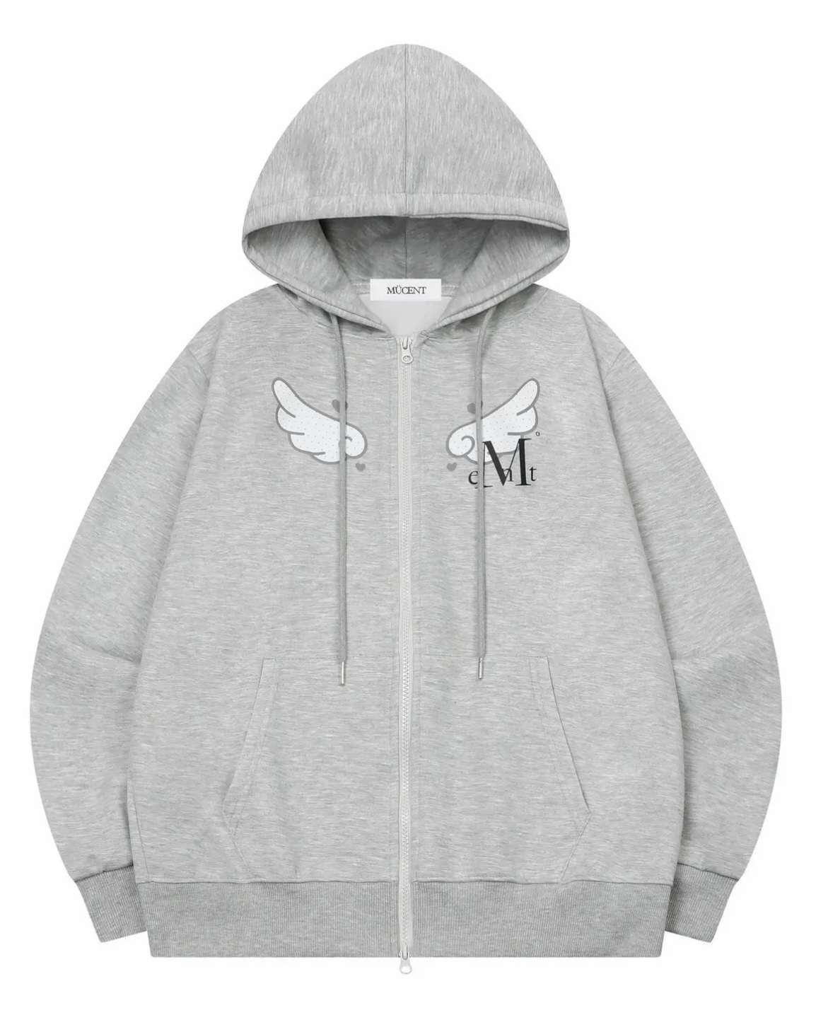 <🇰🇷韓國連線>MUCENT 天使翅膀 雙拉鍊 抽繩連帽外套 豹紋 波點 黑色 灰色