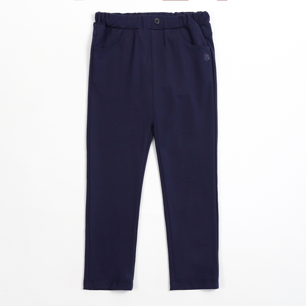 PIPPY 鬆緊腰圍彈性棉長褲 丈青