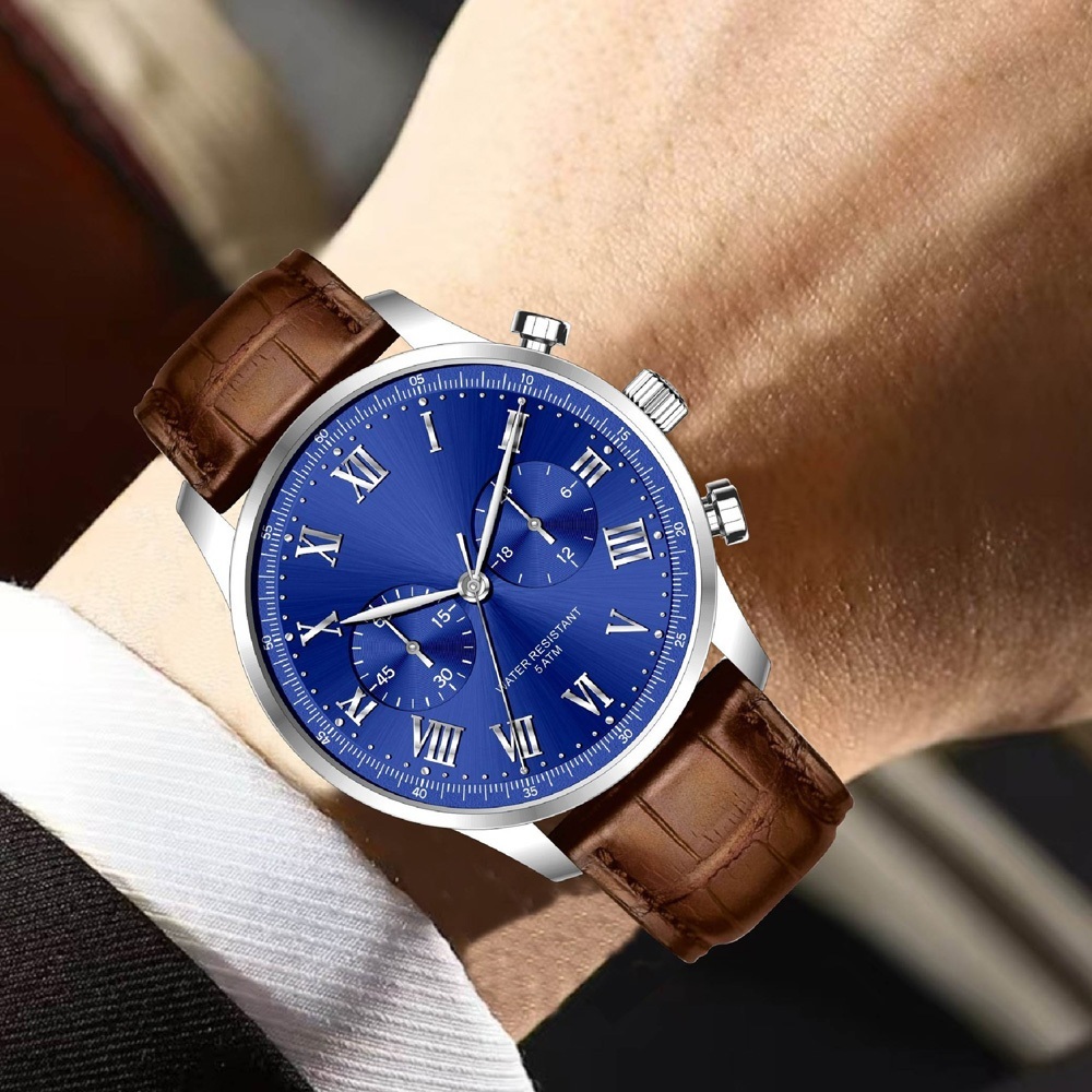 商務手錶 配件 牛皮腕錶 手錶 男生手錶 配飾 圓形手錶 生日禮物 腕錶 石英錶 防水手錶 飾品 指針手錶 738