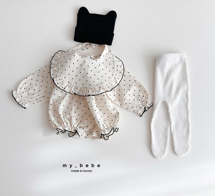 正韓春My bebe 兩色法式點點包屁衣