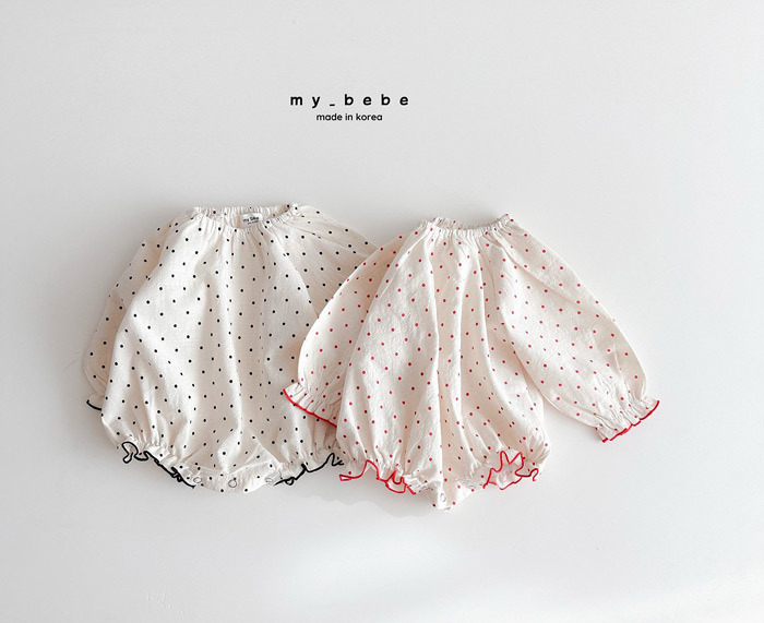 正韓春My bebe 兩色法式點點包屁衣