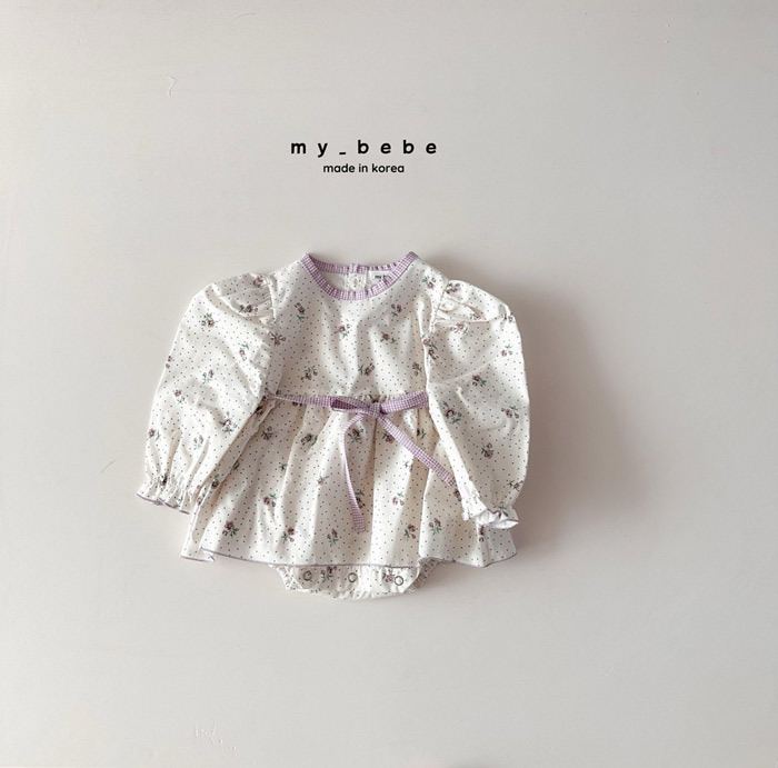 正韓春My bebe 兩色優雅點點/花朵包屁裙