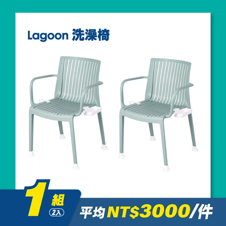 【2入，平均$3000/件】Lagoon洗澡椅 附蓮蓬頭架/盥洗用品盒 安全靠背/扶手/防滑腳墊