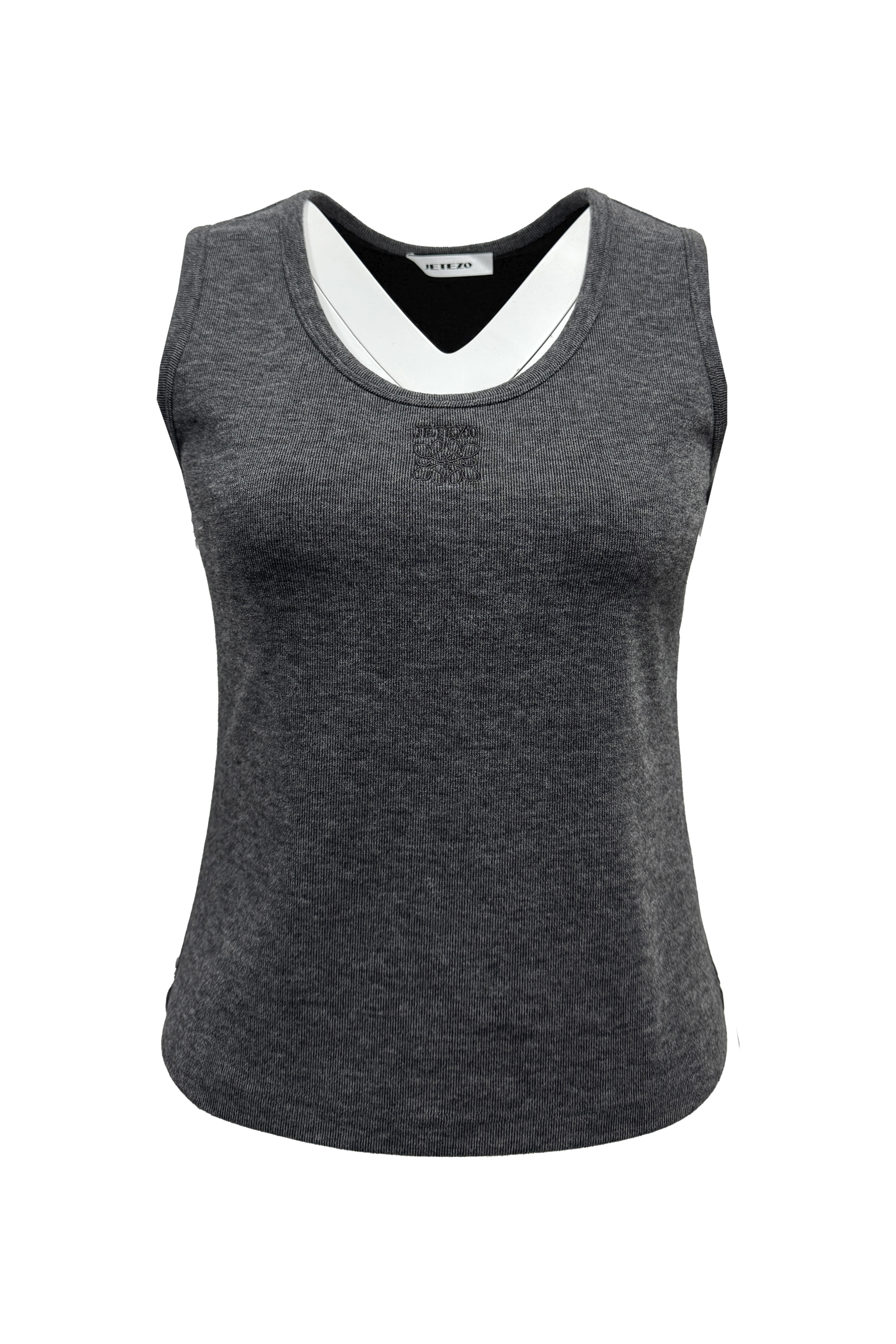 BE15105F1 微霧棉感霧紋圓領針織背心