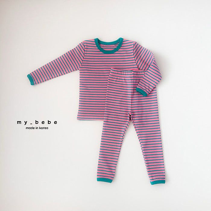 正韓春My bebe 兩色彩紅糖條紋家居服