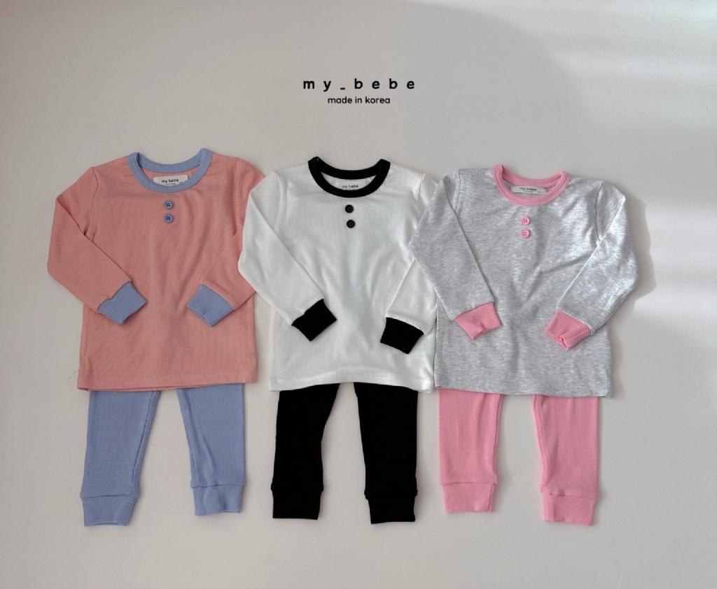 正韓春My bebe 三色軟綿撞色家居服