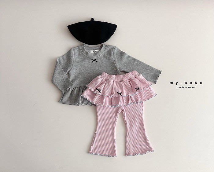 正韓春My bebe 三色蝴蝶結木耳裙褲