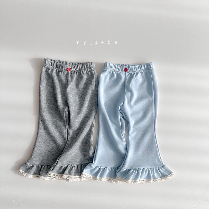 正韓春My bebe 兩色蕾絲拼接喇叭褲