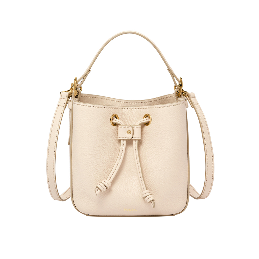 Tessa 真皮束口水桶包-白色 SHB3196111