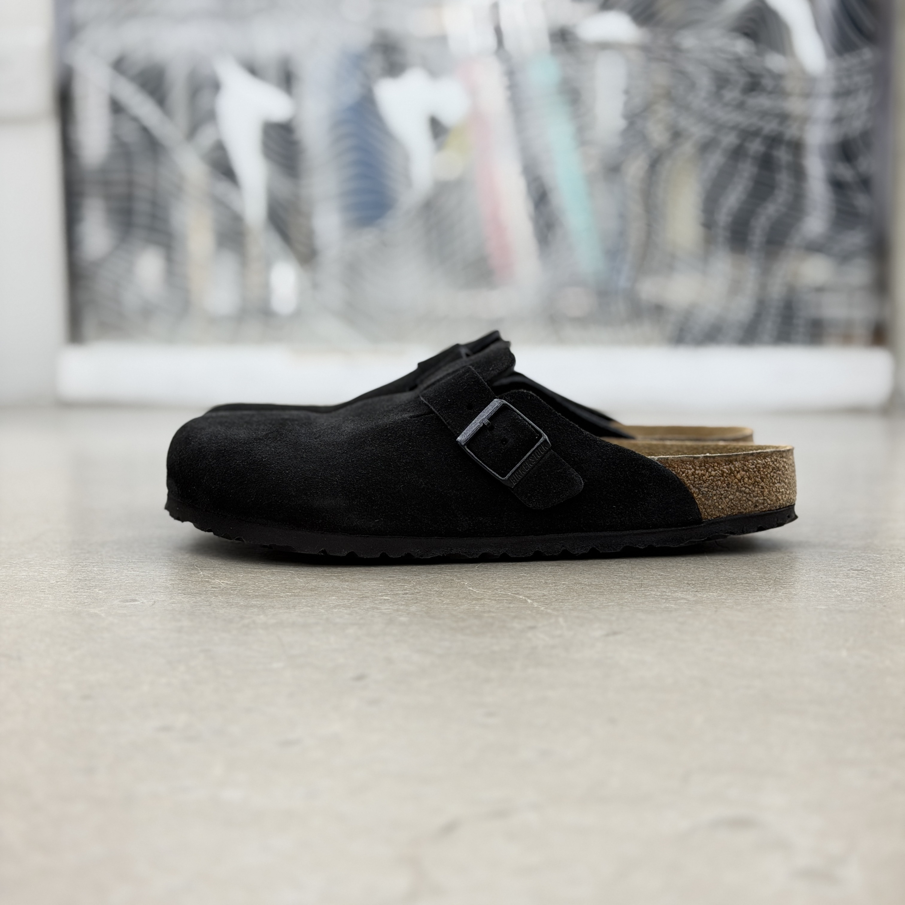 Birkenstock Boston Soft Footbed  Suede Leather - Black | 0660471