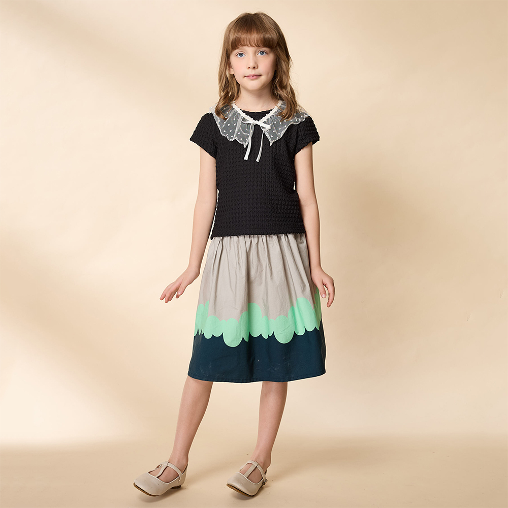 PIPPY 跳色剪接優雅長裙 灰