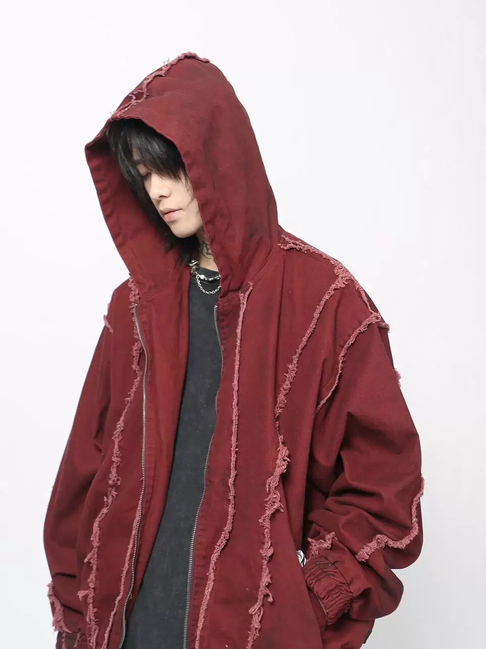 擦髒不收邊條外套