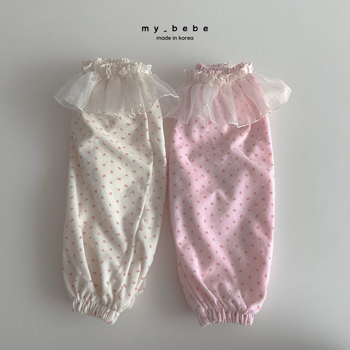 正韓春My bebe 兩色點點網紗拼接運動褲