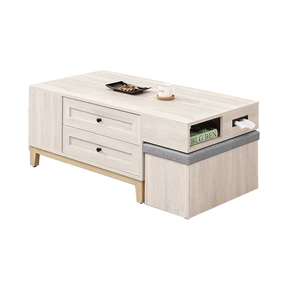 妮塔4尺四抽大茶几-附收納椅凳