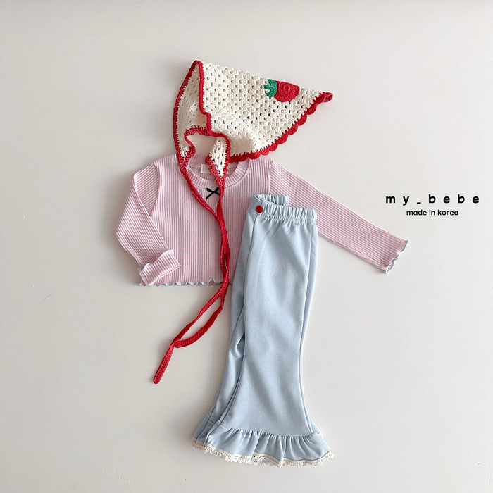 正韓春My bebe 三色百搭蝴蝶結捲邊上衣