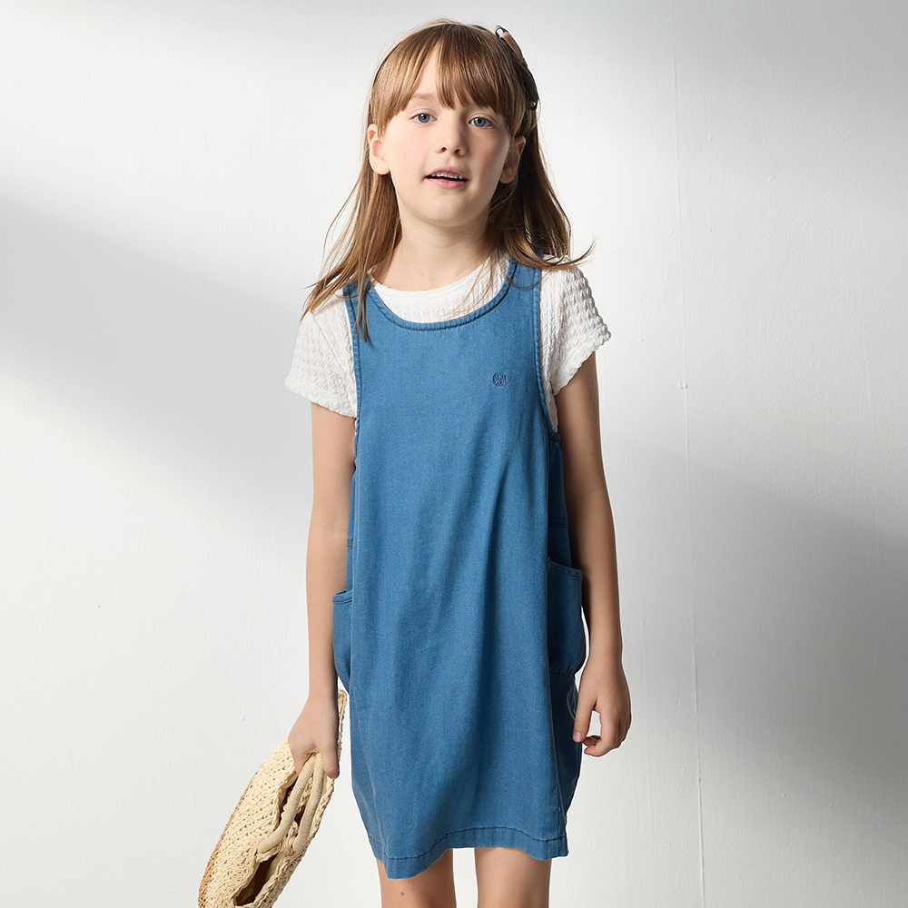 PIPPY 典雅素面天絲棉背心裙 藍