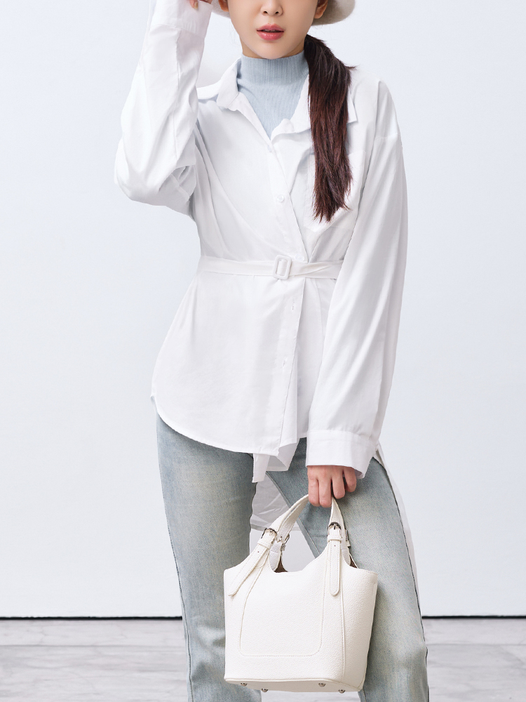 OH!HER 不對稱多變造型襯衫（萊賽爾50%）