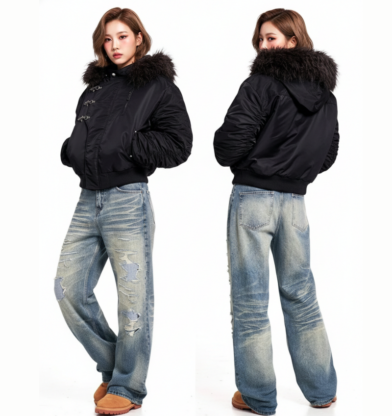 消防釦毛毛外套