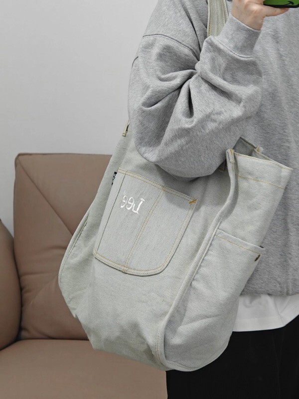 （現貨）LEE 刺繡logo 大容量 單寧 帆布包 LE240049M