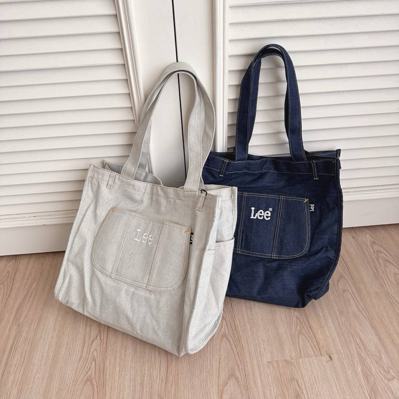 （現貨）LEE 刺繡logo 大容量 單寧 帆布包 LE240049M