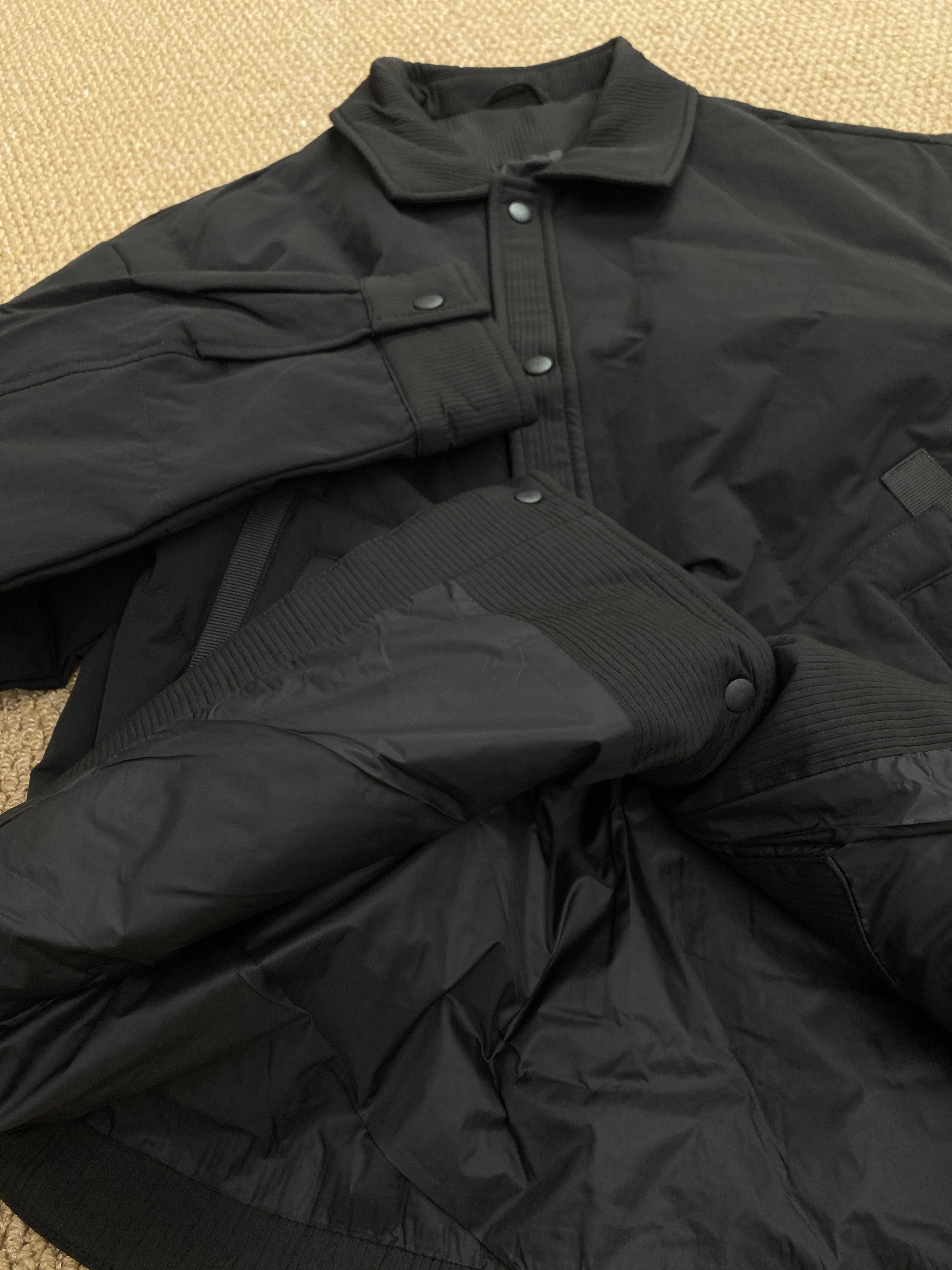 W00120男款翻領羅紋拼接羽絨外套