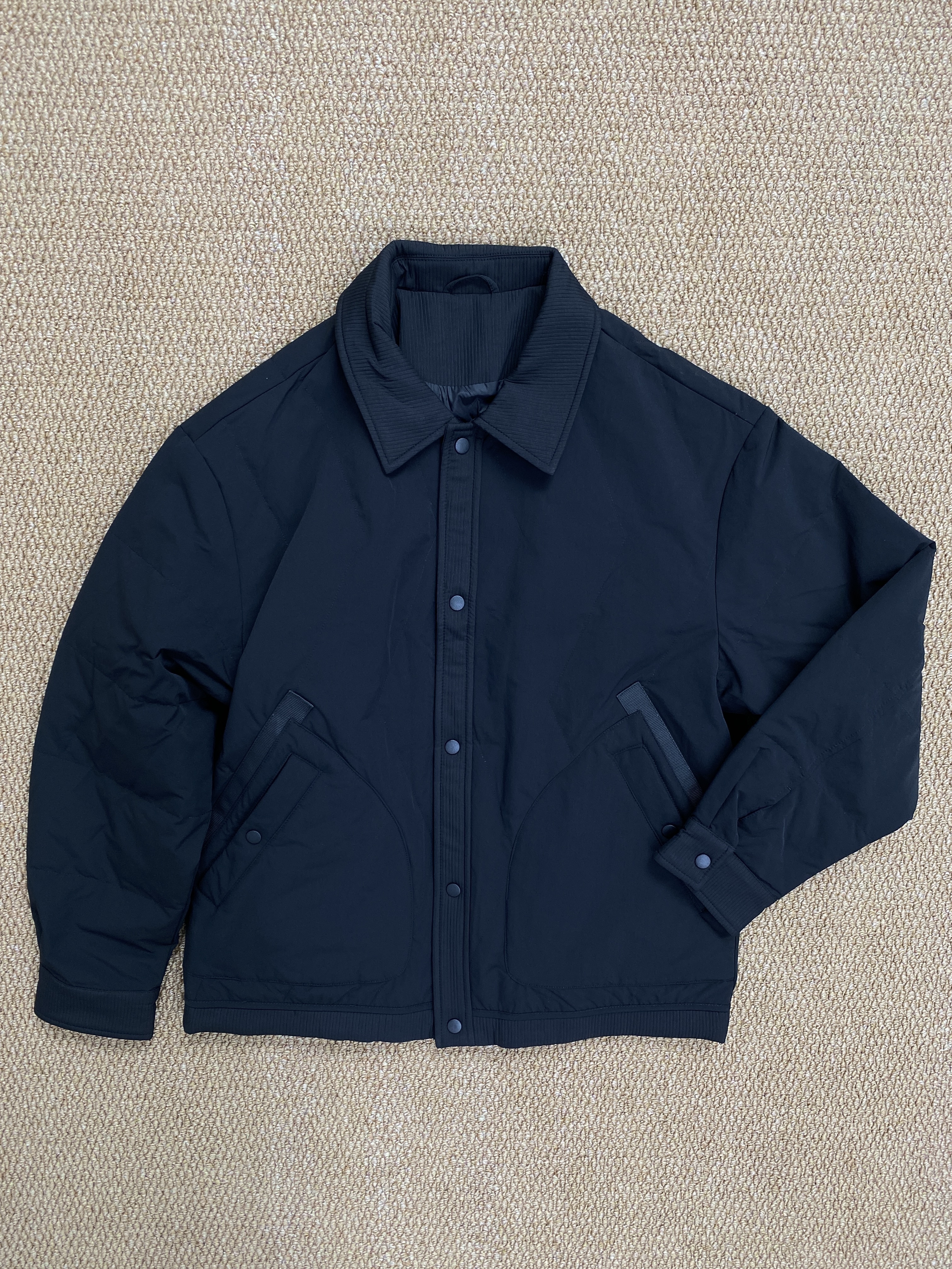 W00120男款翻領羅紋拼接羽絨外套