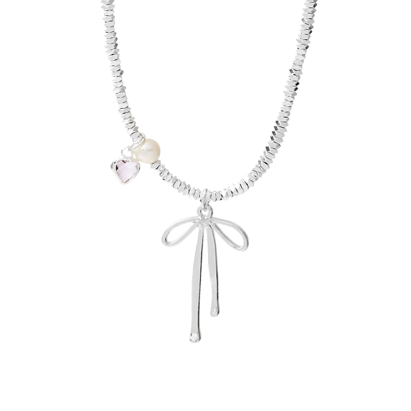 平價飾品,蝴蝶結,愛心鋯石,項鍊