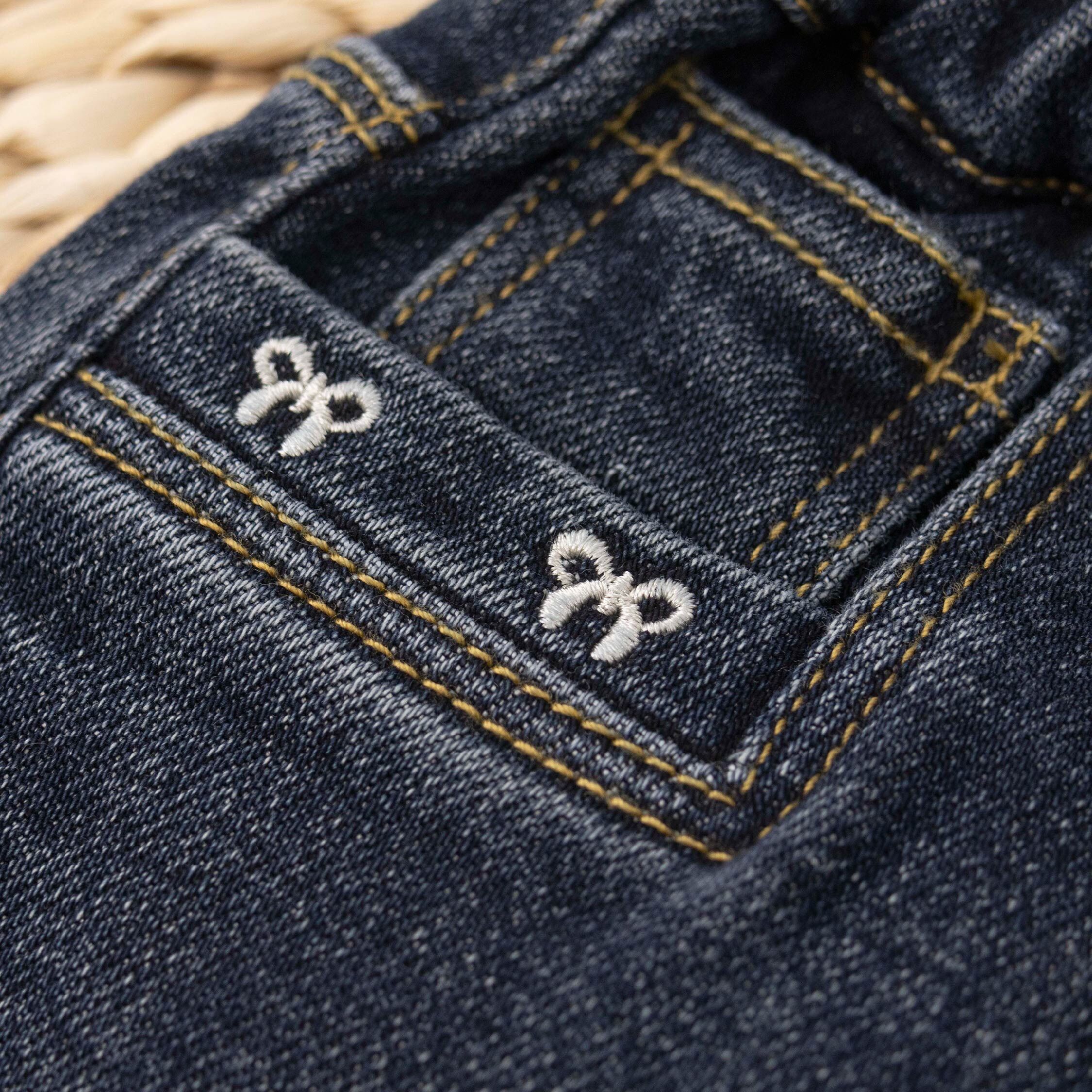 【H55900】氣質蝴蝶節刺繡內磨毛牛仔褲